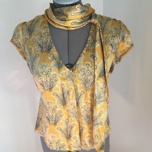 Free People retro style satin blouse